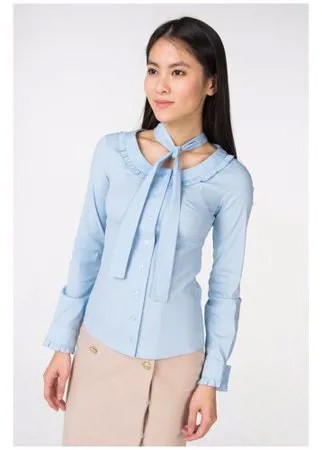 Приталенная блузка с бантом АДЛ 13031887000 Голубой 44