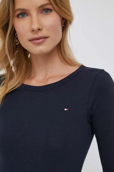 Лонгслив из хлопка Tommy Hilfiger, темно-синий