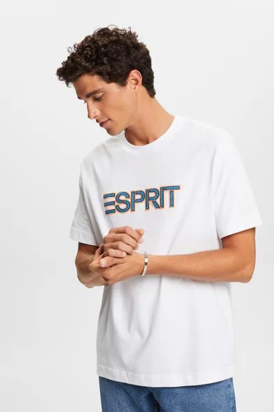 Футболка стандартного кроя с контрастным принтом логотипа Esprit, белый