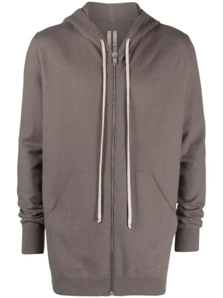 Rick Owens худи на молнии с кулиской, серый