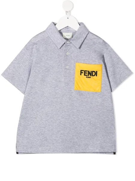 Fendi Kids рубашка поло с нашивкой-логотипом