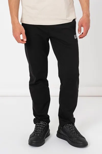 Хлопковые спортивные штаны с логотипом Ea7, черный