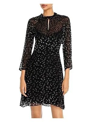 REBECCA TAYLOR Женское черное коктейльное платье-футляр с рукавом 3/4 выше колена 2