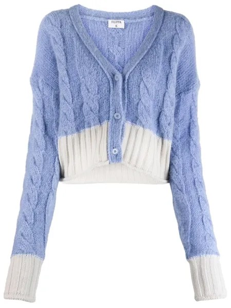 Filippa K укороченный кардиган фактурной вязки, синий