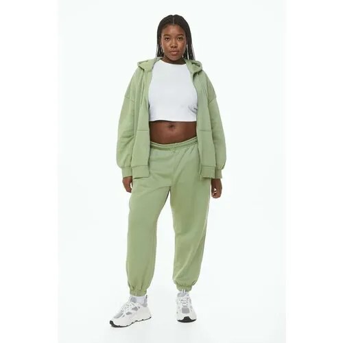 Брюки джоггеры  H&M, спортивный стиль, карманы, размер 4XL, хаки