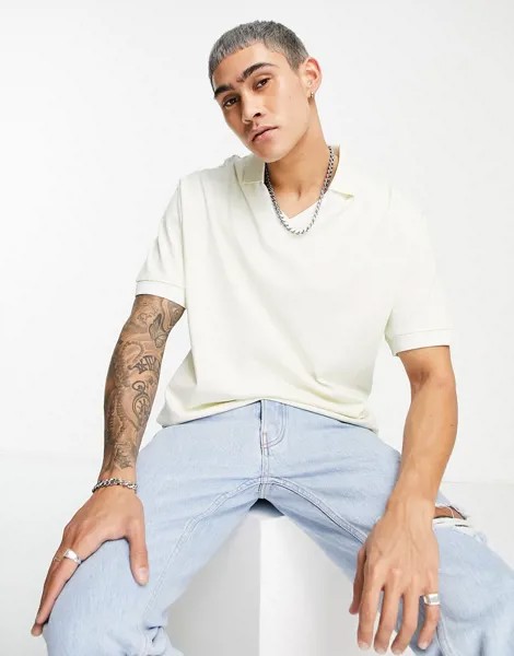 Светло-серое поло свободного кроя с отложным воротником ASOS DESIGN-Серый