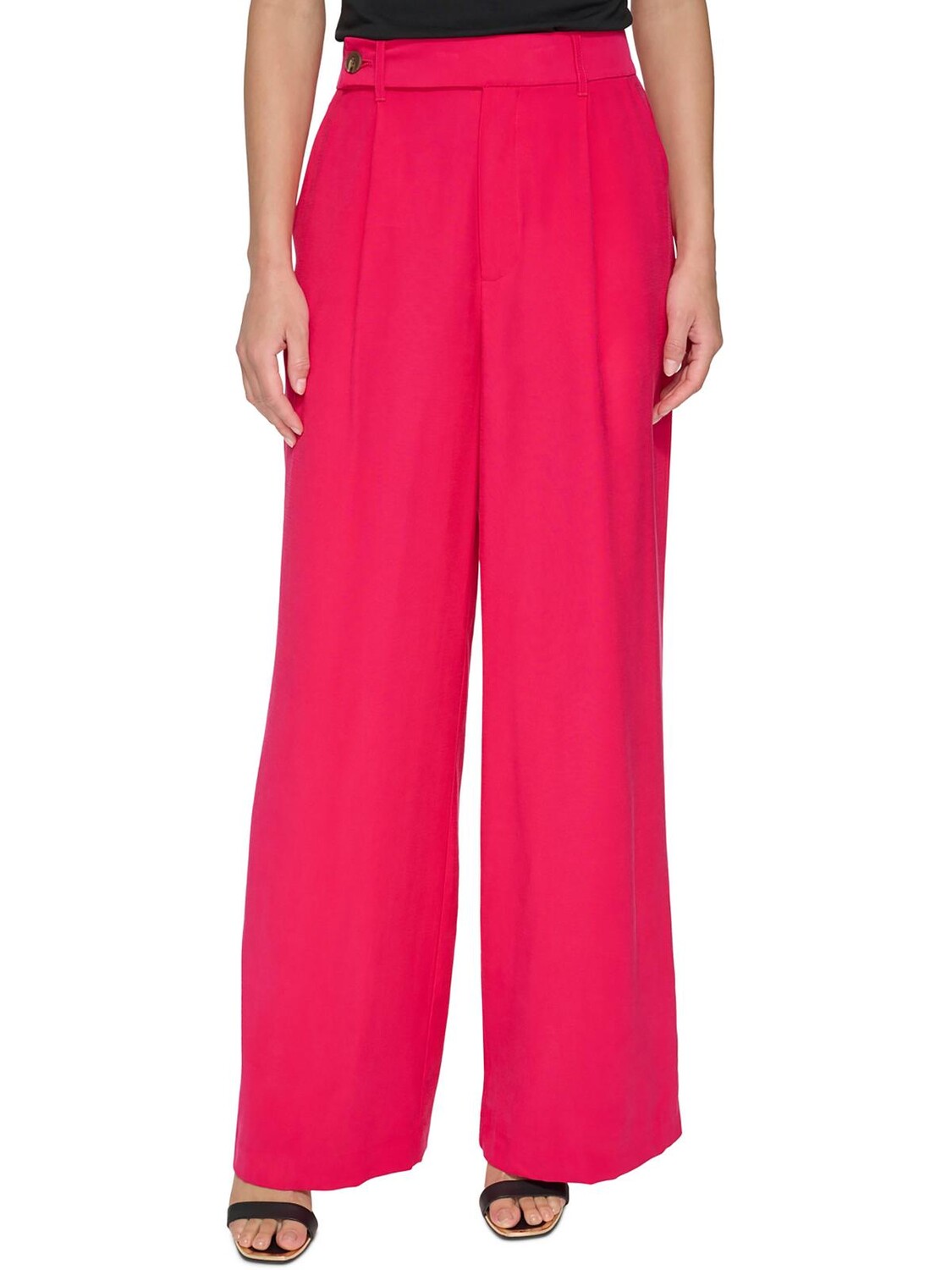 Женские плиссированные широкие брюки с высокой посадкой DKNY, цвет Amalfi Pink