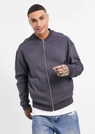Черная выбеленная куртка из плотного трикотажа ASOS DESIGN-Черный цвет