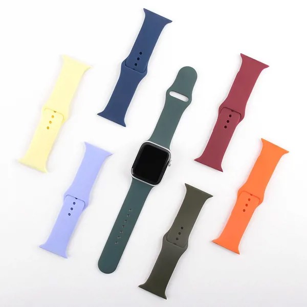 Силиконовый ремешок для Apple Watch Ремешок 44 мм 40 мм Iwatch Ремешок 38 мм 42 мм Спортивный браслет Резиновый ремешок для часов Apple Watch 1 2 3 4 5 6 SE