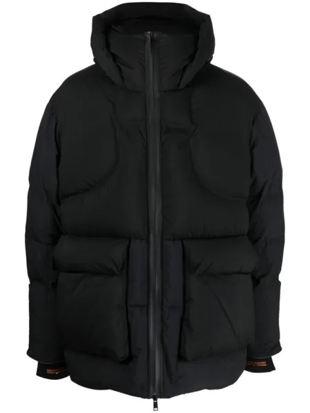 Zegna куртка с капюшоном и дутыми вставками, черный
