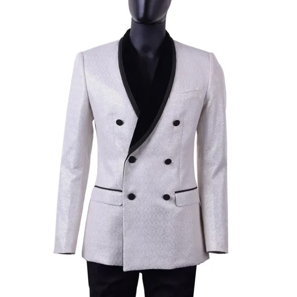 Dolce - Gabbana Двубортный пиджак-смокинг Пиджак Белый Серебристый 06002