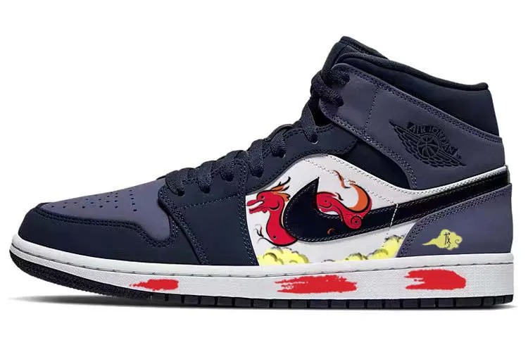 Кроссовки Air Jordan 1 Vintage Basketball Shoes Men High-top Purple/white, фиолетовый