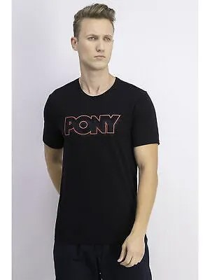 Мужская черная эластичная футболка с короткими рукавами и логотипом PONY S