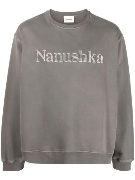 Nanushka толстовка с вышитым логотипом, серый