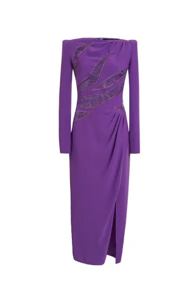 Амарантовое платье из кружева интарсия кади и зебры Zuhair Murad