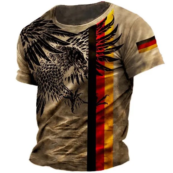 Плюс размер Мужская наружная винтажная футболка с принтом немецкого флага и орла
