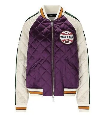 Dsquared2 Varsity Атласный бомбер фиолетового цвета для женщин