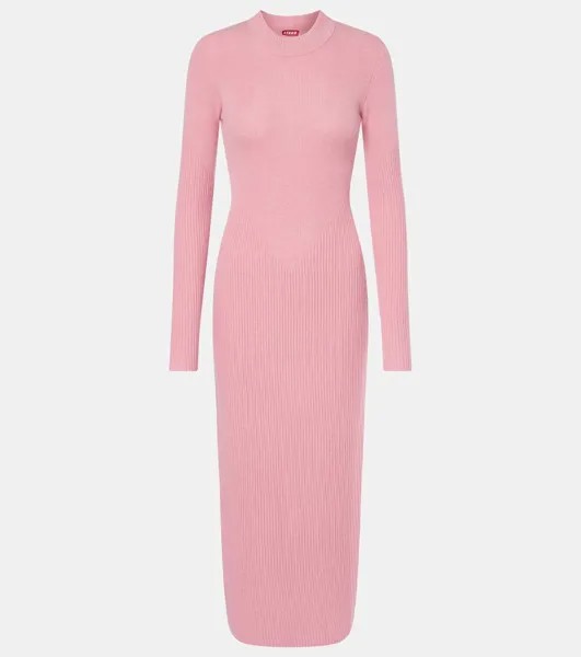 Платье миди из смесовой шерсти Staud, цвет damask pink