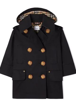 Burberry Kids непромокаемый тренч со съемным капюшоном