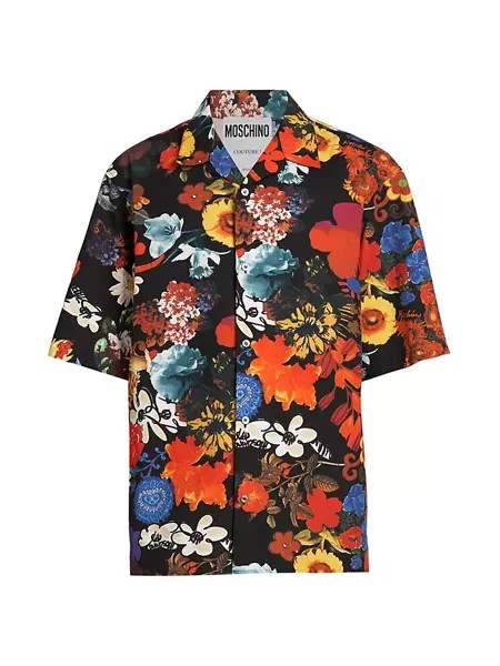 Рубашка с цветочным принтом Moschino, мультиколор