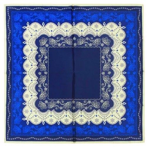 Ярко синий платок с красивой каймой Mila Schon 821758