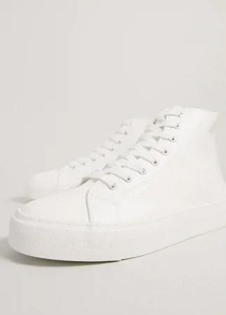 Белые высокие кроссовки на массивной подошве Topman-Белый