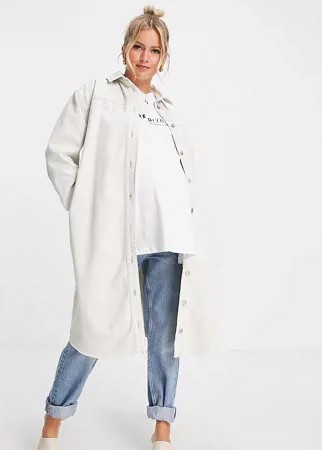 Белое джинсовое платье-рубашка в стиле oversized Topshop Maternity-Белый