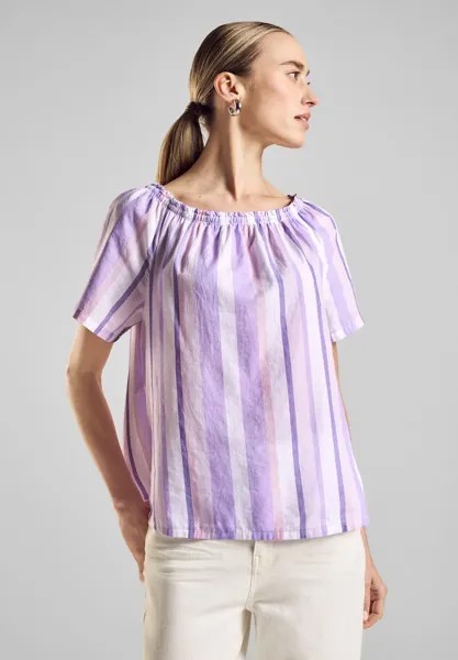 STREET ONE Блузка Carmen из чистого хлопка, цвет Bellflower Lilac