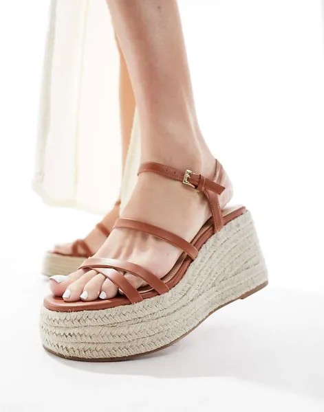 Exclusive schuh - Vienna - Эспадрильи на танкетке и коричневых ремешках