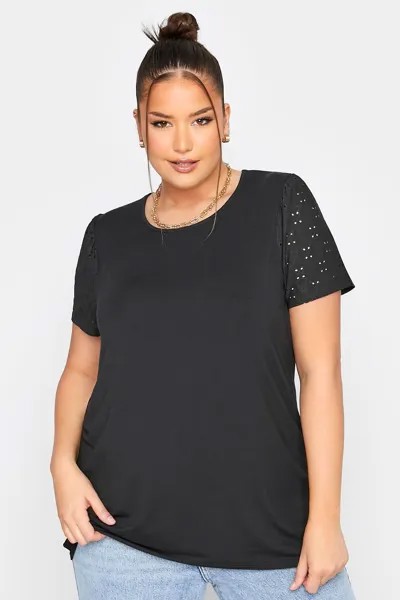 Футболка Limited Broderie с длинными рукавами Yours, черный