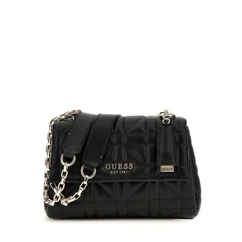 Сумка кросс-боди GUESS, фактура зернистая, стеганая, черный