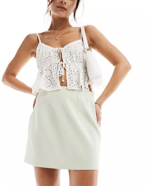 Юбка мини Asos Design Fitted With A High Waist, светло-голубой