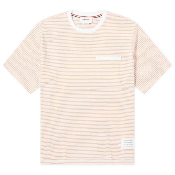 Футболка Thom Browne Oversized Pocket Stripe T-Shirt, оранжевый