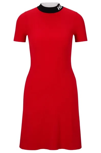 Платье Hugo Short-sleeved Knitted With Logo Collar, красный