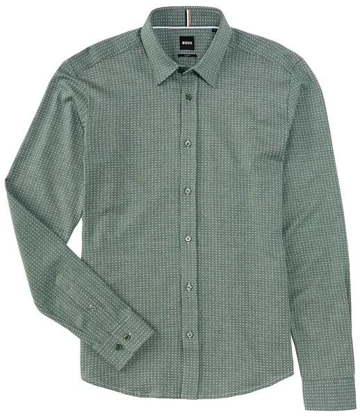 Hugo Boss BOSS Slim Fit Roan Тканая рубашка с длинными рукавами, зеленый