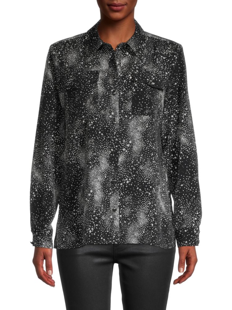 Рубашка с длинным рукавом со звездным принтом Karl Lagerfeld Paris, цвет Black White
