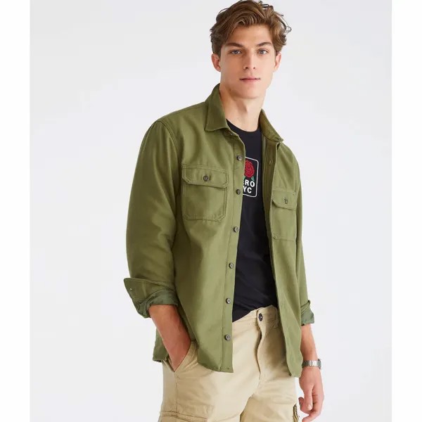 Рубашка Aeropostale Lightweight Flannel, зеленый