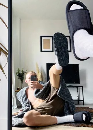 Черные домашние слиперы с подкладкой ASOS DESIGN-Черный цвет