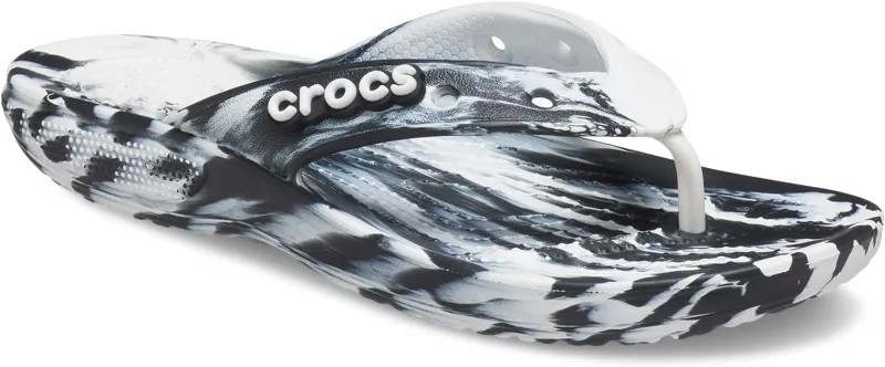 Шлепанцы Classic Marbled Tie-Dye Flip Crocs, цвет Black/White