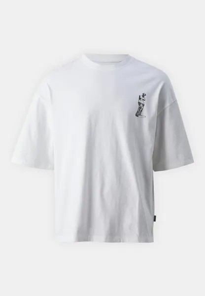 Футболка с принтом Jorcharge Graphic Tee Crew Neck Unisex Jack & Jones, ярко-белая, принт:статуя