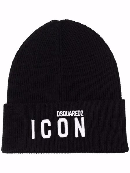 Dsquared2 шерстяная шапка бини с вышитым логотипом