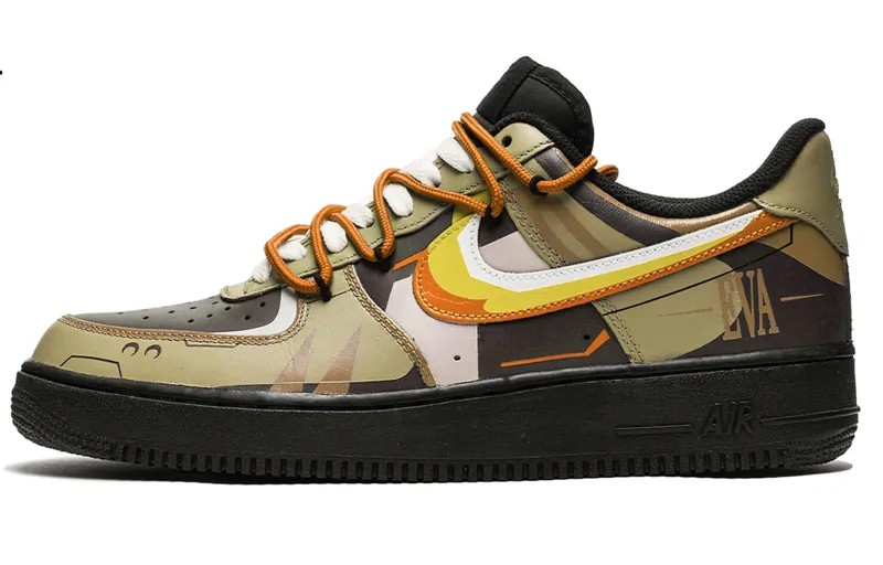 Кроссовки Nike Air Force 1 Skateboarding Shoes Unisex Low-top Black/yellow/white, хаки