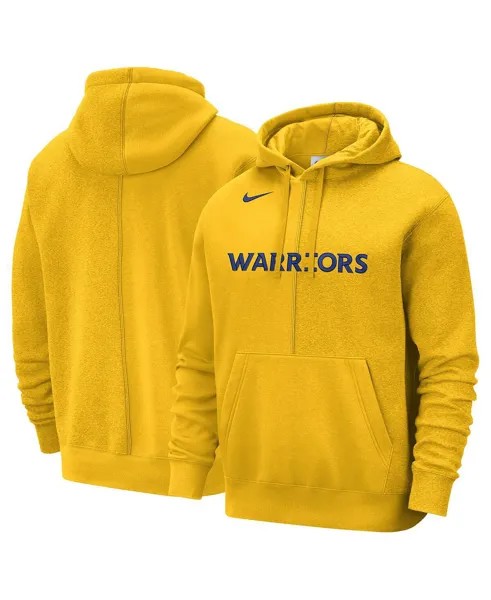 Мужской золотой пуловер с капюшоном Golden State Warriors Courtside Versus Stitch с разрезом Nike