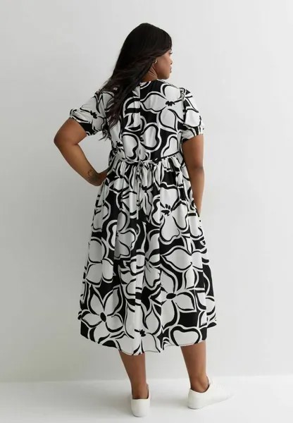 Летнее платье Curves Floral Midi New Look, черный