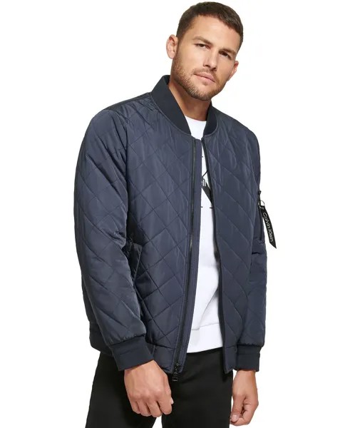 Мужская стеганая бейсбольная куртка с отделкой в ​​рубчик Calvin Klein, мульти