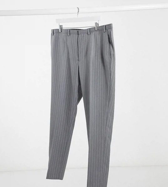 Серые брюки скинни в розовую полоску Burton Menswear Big & Tall-Серый