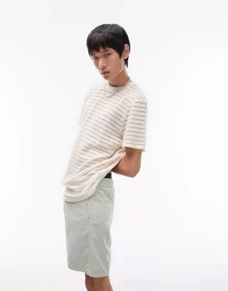 Бежевая футболка оверсайз Topman крючком