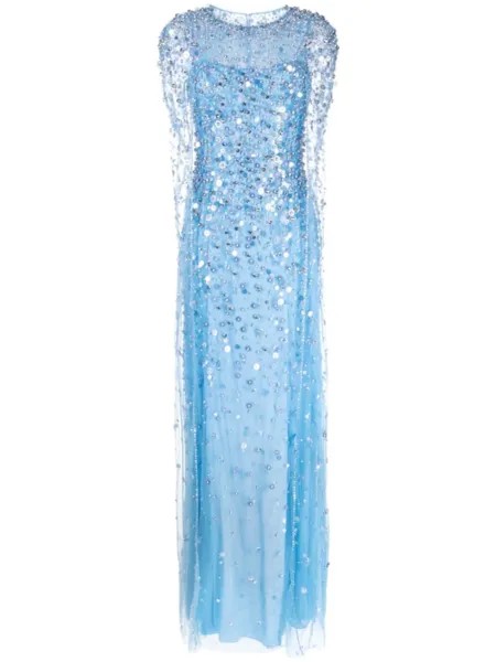 Платье макси Songbird с бусинами Jenny Packham, синий