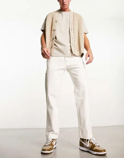 Бежевые джинсы с контрастной строчкой Pull&Bear Carpenter
