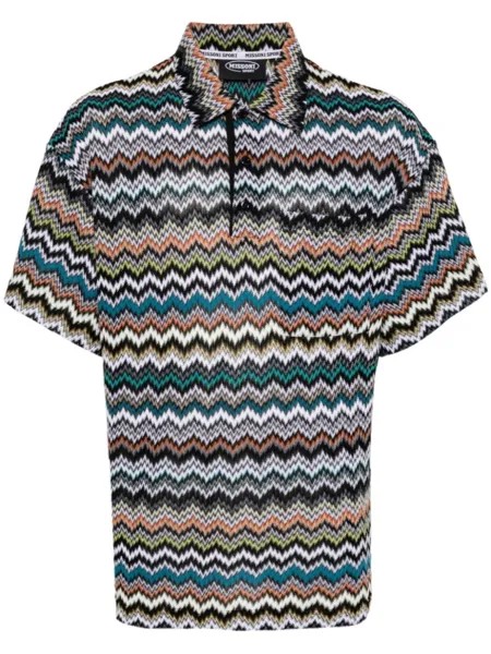 Missoni рубашка поло с узором зигзаг, черный